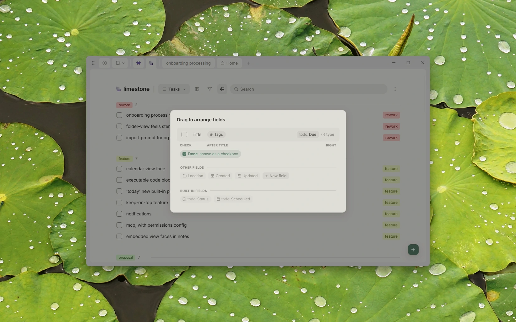 Arranging which fields a list row shows